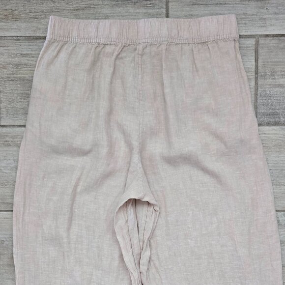 Tahari 100% Linen Pants Women's European Flax Beige Summer Beach Resort Size L - Picture 4 of 8